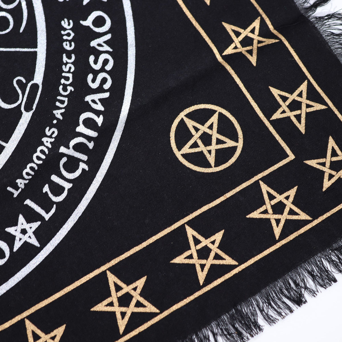 Mantel de altar esotérico con flecos - Vida Muerte Renacimiento