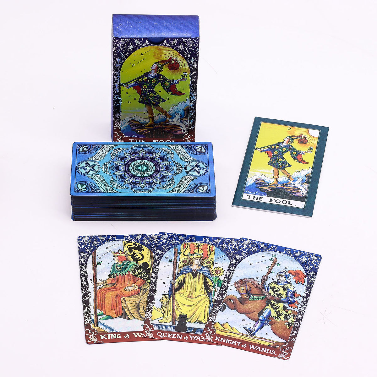 Conjunto de cartas de Tarot con foil azul - Mandala - con folleto